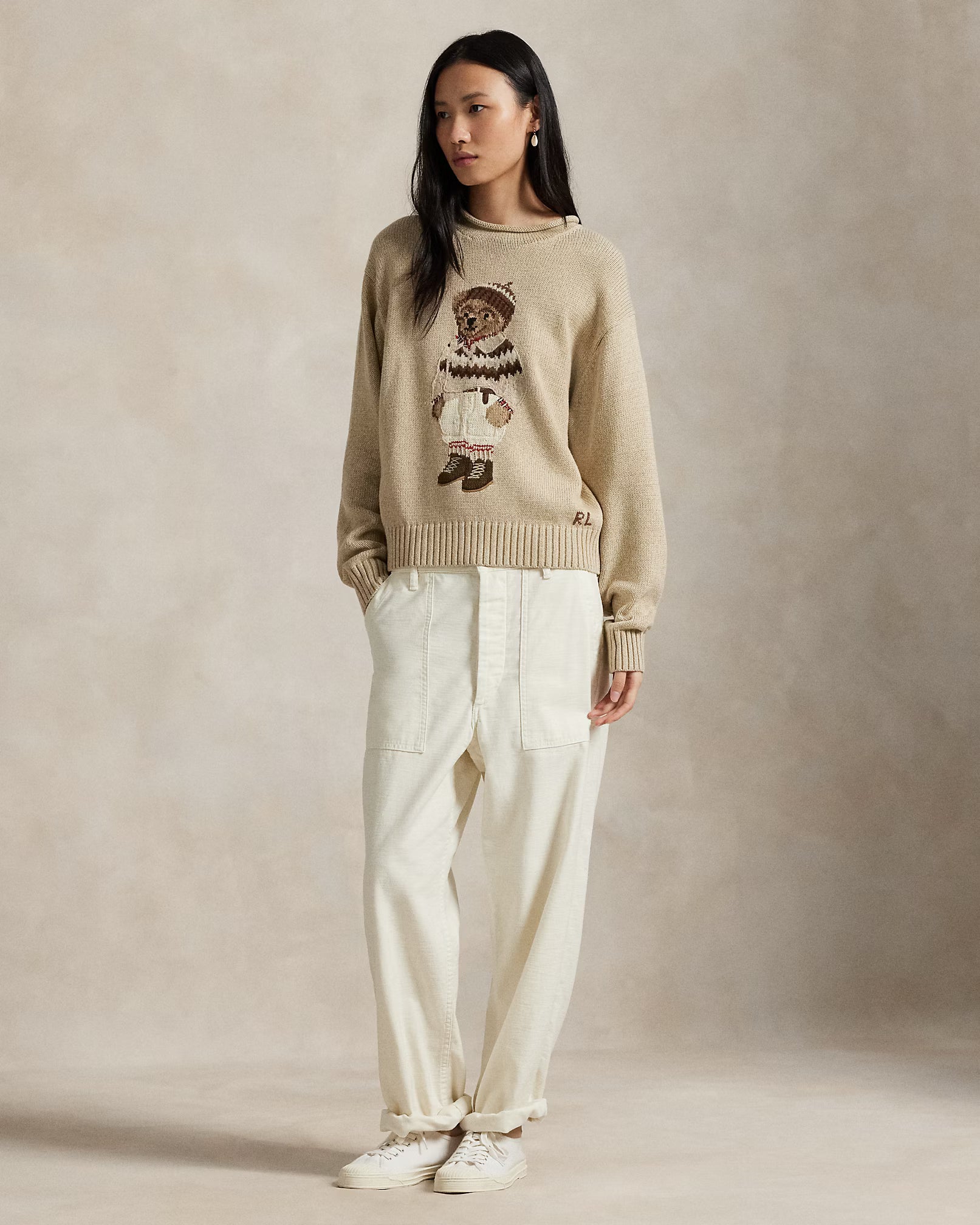 Suéter Ralph Lauren | Polo Bear Bege com Touca