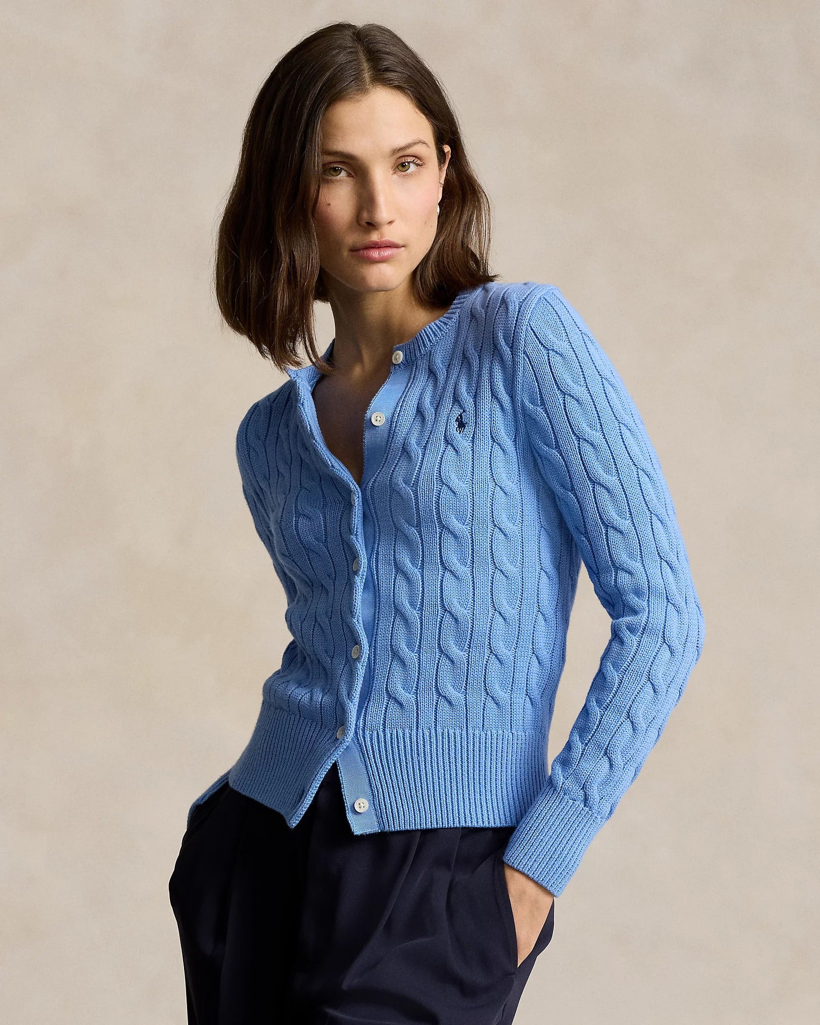 Cardigan Ralph Lauren | Malha Trançada de Algodão