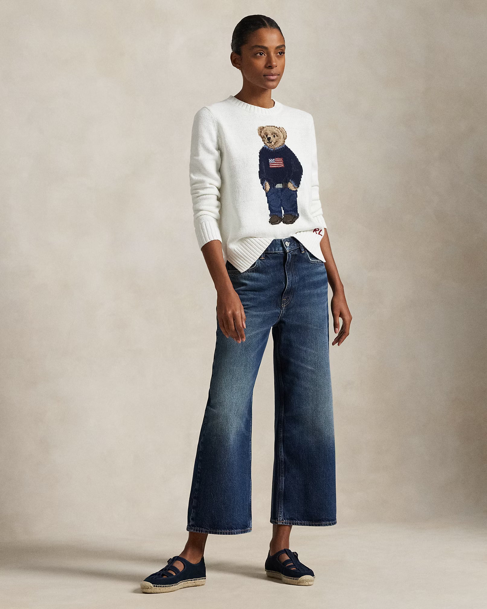 Suéter Ralph Lauren | Polo Bear Branco com Bandeira