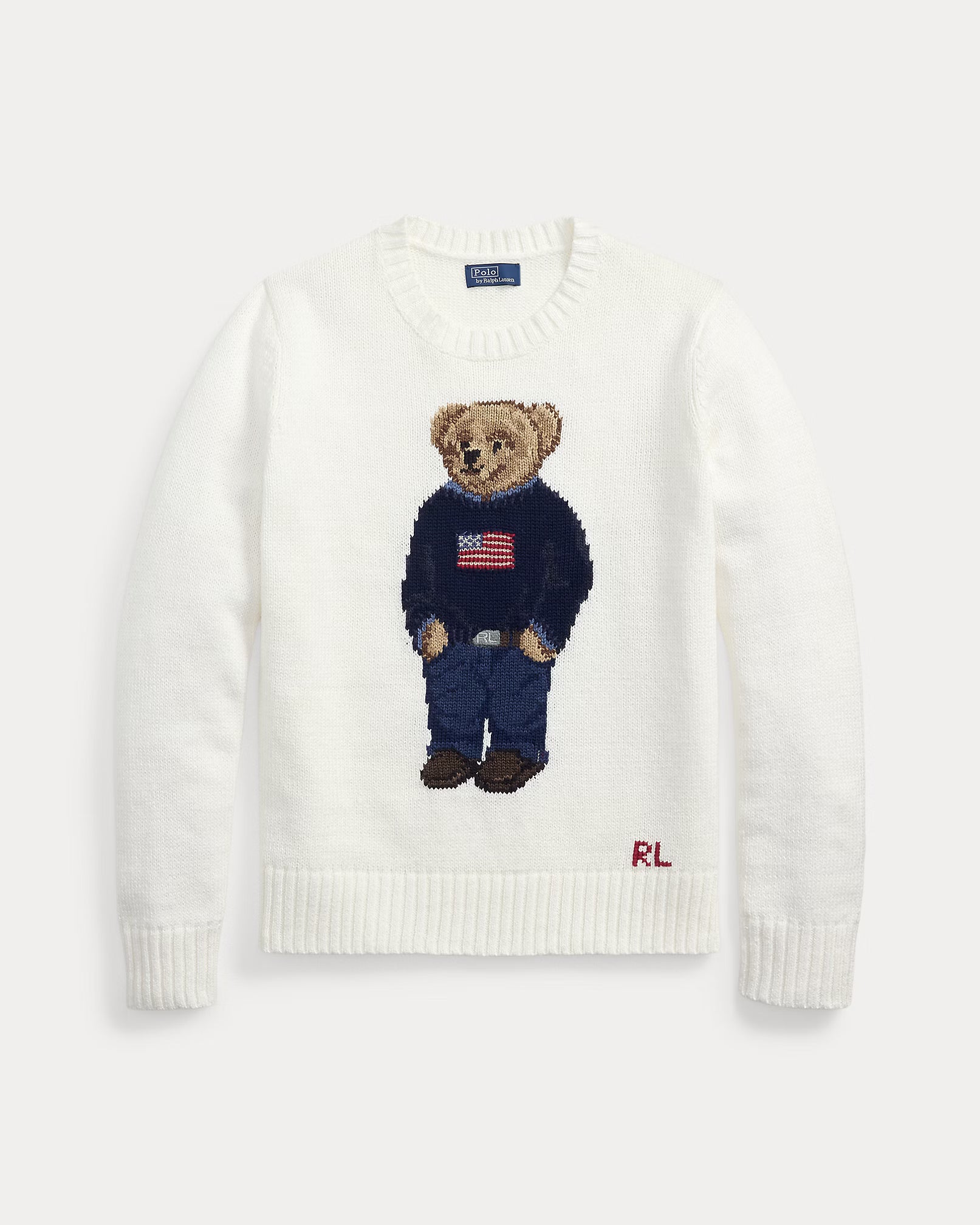 Suéter Ralph Lauren | Polo Bear Branco com Bandeira